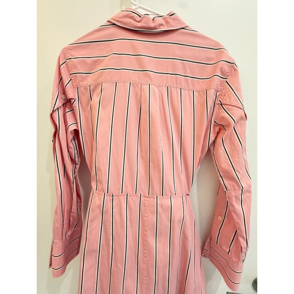 Derek Lam 10 Crosby Pink White Striped Shirt Dress Size 8 Designer Classic - Picture 8 of 8